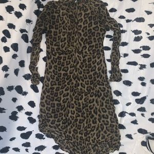 BA&SH LEOPARD ASYMMETRICAL HEM DRESS